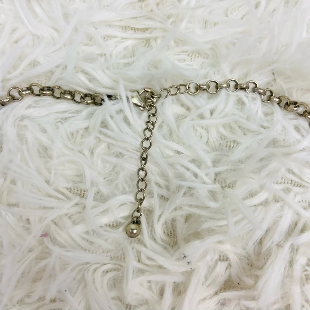 UNBRANDED silver flower turquoise, jeweled triangle chain necklace